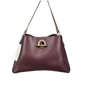 Burgundy Shoulder Bag Faux Leather Two Piece Handbag Set